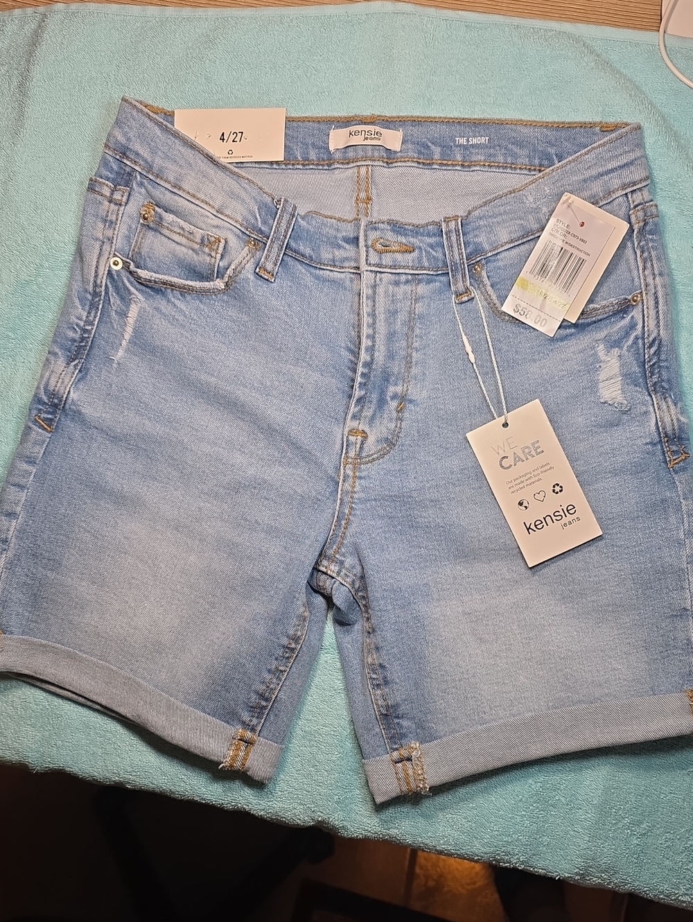 Kensie Light Blue Rolled Hem Denim Shorts